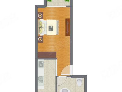 1室0厅 46.74平米户型图