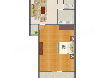 1室1厅 70.94平米户型图