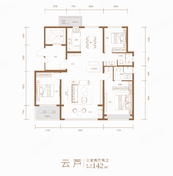 海棠云颂3室2厅2卫140㎡南119万