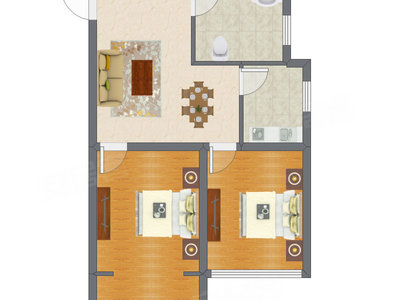 2室1厅 83.63平米户型图