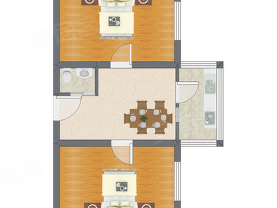 2室1厅 52.10平米