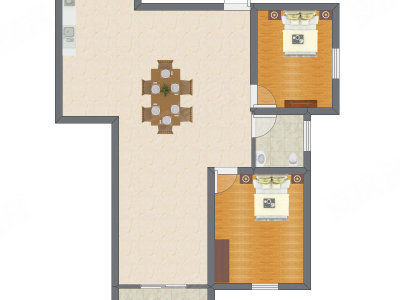 2室1厅 76.25平米