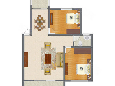 2室2厅 79.39平米户型图