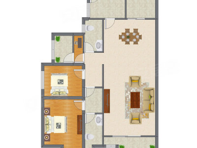 3室2厅 134.55平米