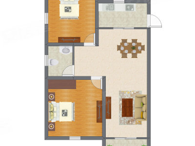 2室2厅 110.50平米户型图
