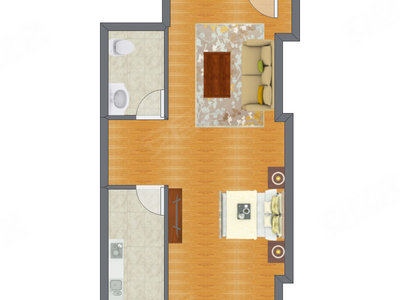 1室0厅 68.80平米户型图