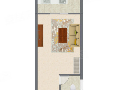 1室1厅 31.81平米户型图