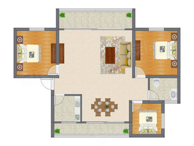 3室2厅 88.31平米