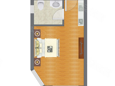1室0厅 39.87平米户型图