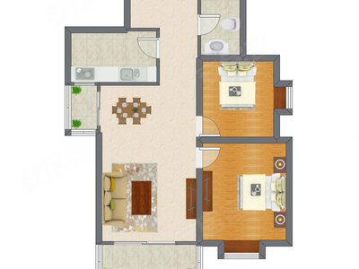 2室2厅 92.47平米户型图