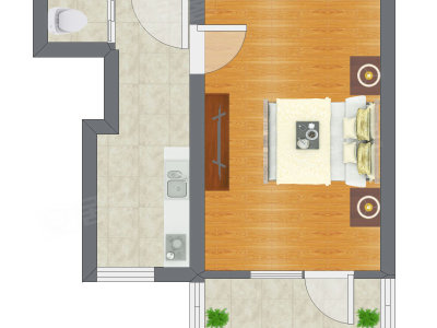 1室0厅 30.35平米户型图