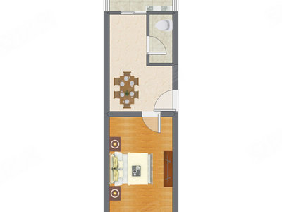 1室1厅 40.71平米户型图