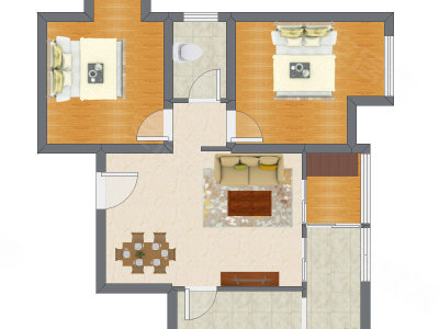 2室2厅 81.00平米户型图