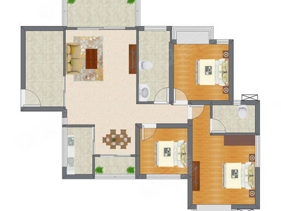 3室2厅 95.21平米