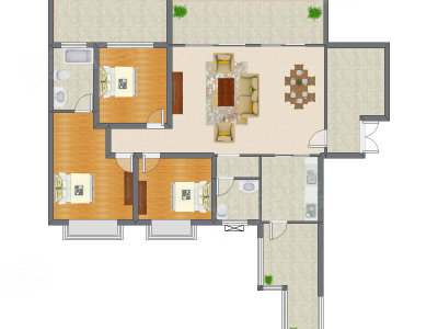 3室2厅 130.51平米户型图