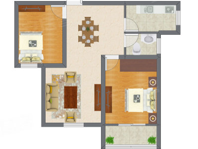 2室2厅 85.19平米户型图