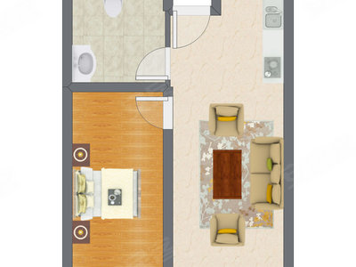1室1厅 63.00平米户型图