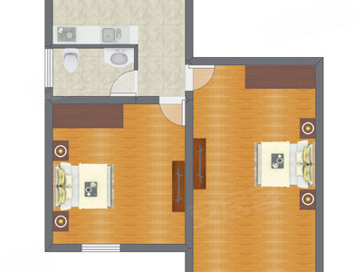 2室1厅 55.20平米