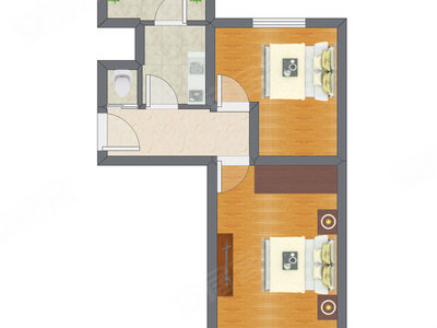 2室1厅 50.42平米户型图