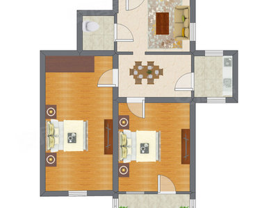 2室2厅 65.99平米