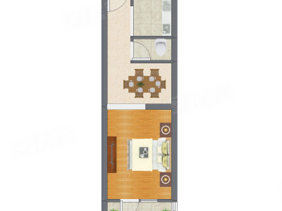 1室1厅 44.81平米户型图