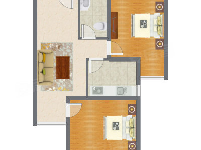 2室1厅 89.53平米户型图