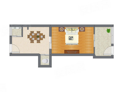 1室1厅 38.15平米户型图