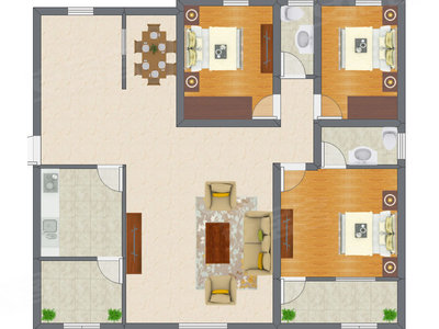 3室2厅 134.67平米户型图