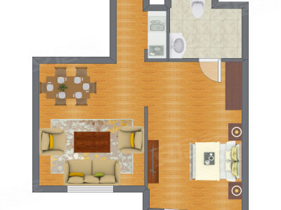 1室1厅 63.20平米户型图