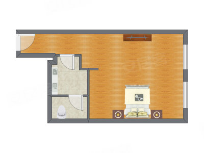 1室0厅 55.32平米户型图