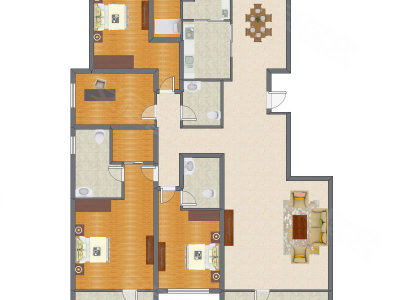 4室2厅 195.83平米户型图