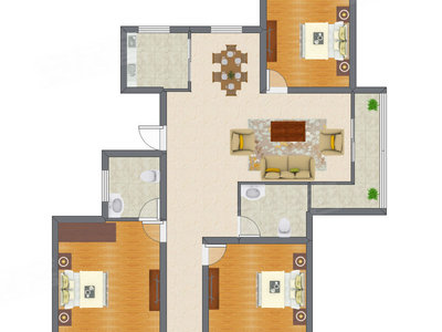 3室1厅 100.60平米
