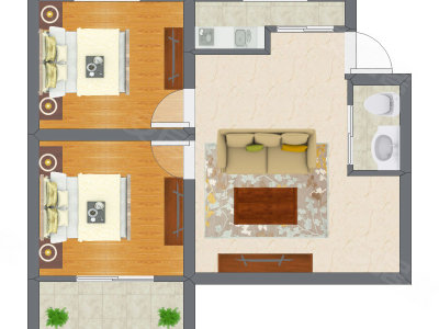 1室1厅 40.90平米户型图