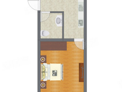 1室1厅 26.66平米户型图
