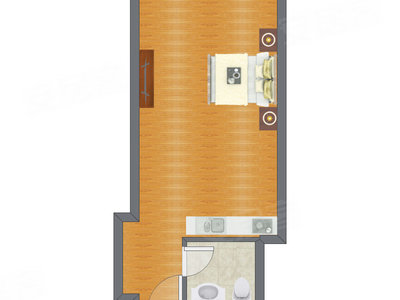 1室0厅 51.11平米户型图