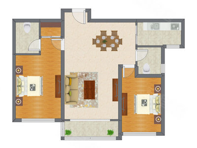 2室2厅 113.69平米户型图