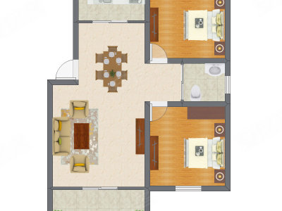 2室1厅 68.50平米