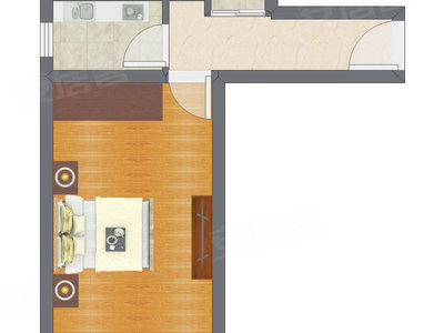 1室1厅 36.79平米户型图