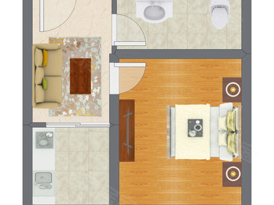 1室1厅 41.75平米户型图
