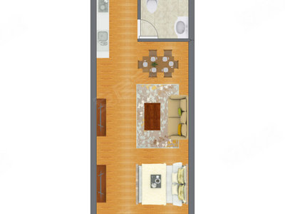 1室1厅 61.00平米户型图