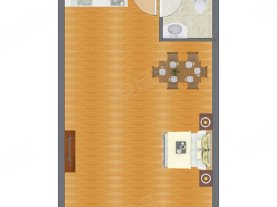 1室0厅 54.38平米户型图