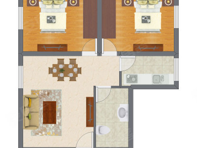 2室1厅 71.00平米户型图