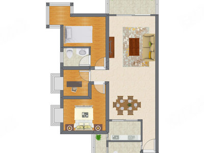 3室2厅 98.45平米户型图