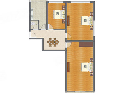 3室1厅 64.50平米