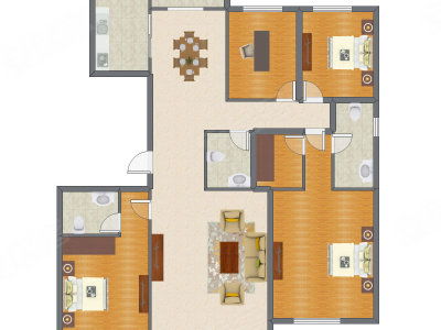 4室2厅 146.66平米户型图
