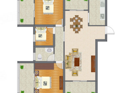 3室2厅 88.56平米户型图