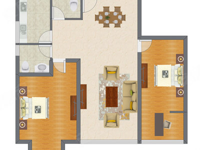 2室2厅 118.73平米户型图