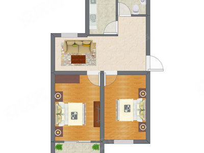 2室1厅 53.00平米