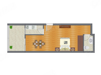 1室0厅 58.27平米户型图