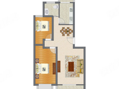 2室2厅 96.60平米户型图